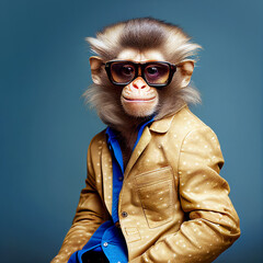 Wall Mural - portrait of a monkey in a fashionable suit