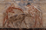 Reliefs from The tomb of Mereruka showing Feeding of a hyena at Saqqara . old kingdom .Egypt .