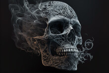 Abstract, Surreal, Creepy Skull Of Smoke.Digital Art