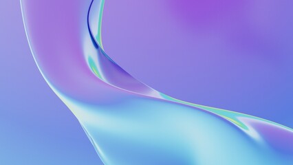 Wall Mural - Abstract fluid iridescent holographic neon curved wave in motion colorful background 3d render. Gradient design element for backgrounds, banners, wallpapers, posters and covers.