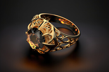 Golden ring with big stone