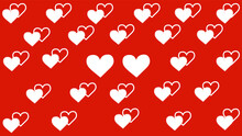 White Hearts On A Red Background For Valentine's Day