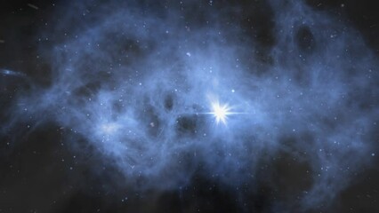 Wall Mural - cosmos blue space flight background 4k loop features a view of flying in space with a blue cloud for