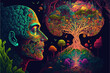 Multiverse Connected Through a Nervous System - Trippy Psychodelic Illustration - Generative AI