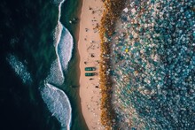A Beach Covered In A Stockpile Of Plastic Waste, A Reminder That The Environment Left Unchecked Will Be Destroyed By Humanity
