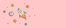 Space Exploration Theme With Rocket And Star Drawings