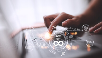 DevOps concept, software development and IT operations, agile programming