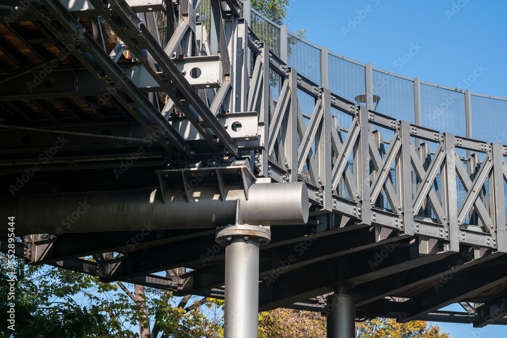 footbridge using a military bridge, called a jetty or bailey bridge ...