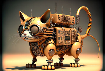 Cat robot for industrial 40 cybernetic communication. Generative AI