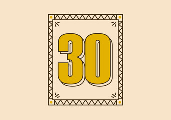 Wall Mural - Vintage rectangle frame with number 30 on it