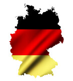 Fototapeta Mapy - Germany contour map with waving Germany flag