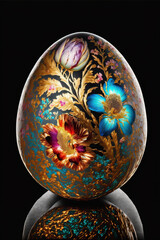 Wall Mural - Handmade and decorative Easter egg with texture and painting in resin, marble, stone and chocolate. Details and volumes