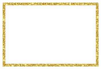 rectangle gold glitter  isolated on transparent background illustration, 6:4 scale ratio border cut out,PNG, clip art template for card, poster, banner, header