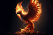 Phoenix rising from flames. Generative AI