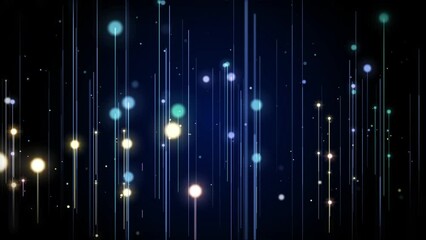 Poster - Technology colorful bright light beam, connection line, luxury bokeh data communication 4K motion background.