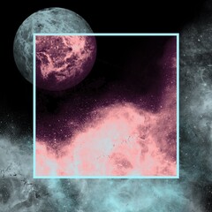 Wall Mural - abstract frame with glow.in the style of space and planets.template,wallpaper,background with planet