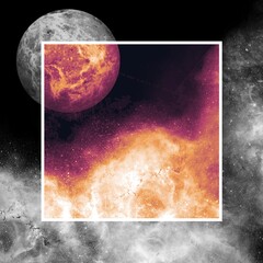 Wall Mural - abstract frame with glow.in the style of space and planets.template,wallpaper,background with planet