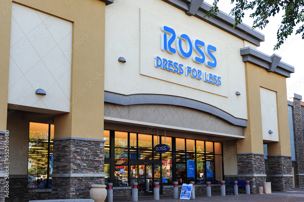 Exterior view of Ross Dress for Less storefront with glass entry ...