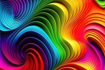 Wall Mural -  a colorful abstract background with a spiral design in rainbow colors and a black frame for the bottom corner of the image. Generative AI