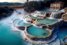Generative AI : A Natural Spa With Waterfalls And Hot Springs At Saturnia Thermal Baths, Grosseto, Tuscany, Italy	
