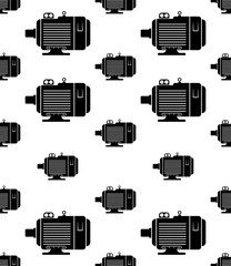 Wall Mural - Electric Motor Icon Seamless Pattern, Electrical Energy To Mechanical Energy Convertor Device