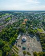 Biberach im Luftbild, Ausblick auf die westlichen Stadtteile und auf den Festplatz