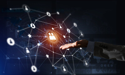 Presenting modern wireless technologies as means of communucation and networking on dark background