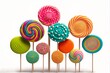 colorful lollipops on white background (AI Generated)