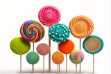 Fototapeta Tulipany - colorful lollipops on white background (AI Generated)