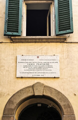 Wall Mural - Commemorative plaque dedicated to Italian writer Vasco Pratolini and its novel 