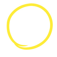 Yellow Circle Pen Draw. Highlight Hand Drawn Circle Isolated On White Background. Handwritten Yellow Circle. For Markers, Pencils, Logos And Text Checks. Vector Illustration