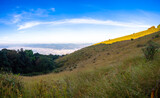 Fototapeta Na ścianę - Beautiful misty sea view in the morning, large mountain ranges and sunlight , Kew Mae Pan Nature Trail ,Doi Inthanon National Park Thailand