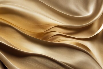 Wall Mural - a close up of a gold cloth with wavy folds on it's surface. Generative AI
