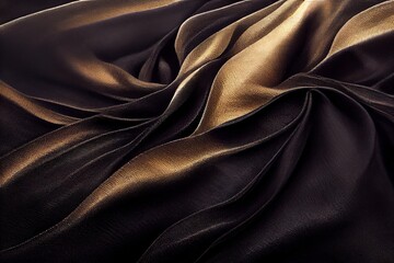 Wall Mural - a close up of a black and gold cloth with a gold stripe on it's side and a black background. Generative AI