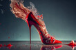 Leinwandbild Motiv  Red High Heel. Image created with Generative AI technology.