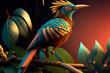 © EwaStudio - Colored abstract bird of paradise on a black background. Image created with Generative AI technology.