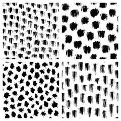 Wall Mural - Set of black and white abstract hand drawn seamless patterns