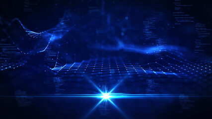Wall Mural - digital technology concept data cyber security protection. interconnected polygons, binary code, and
