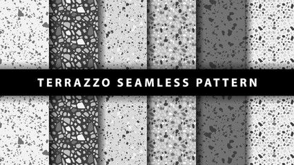 Wall Mural - set of terrazzo seamless patterns. terrazzo floor pattern. terrazzo seamless pattern. collection of 