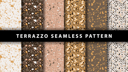 Wall Mural - Set of terrazzo seamless patterns. Terrazzo floor pattern. Terrazzo seamless pattern. Collection of terrazzo pattern