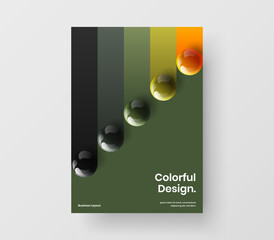 Wall Mural - minimalistic corporate brochure a4 design vector template. fresh realistic balls catalog cover illus