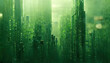 Green matrix background. Ai generated.