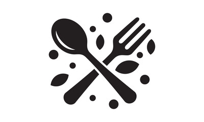 Sticker - fork and spoon logo design. icon symbol for health restaurant food diet and etc.