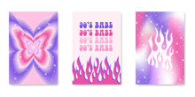 Y2k Gothic Flame Tattoo Stickers. Retro Psychedelic Love Art. Vector Illustration Of Hand Drawn Elements, Barbed Wire, Fire, Butterfly, Heart. Aesthetic Nostalgic 2000s Goth Girly Backgrounds.