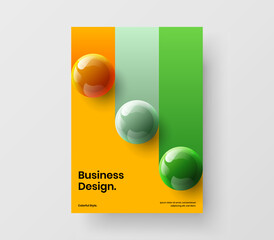 Canvas Print - Unique 3D spheres poster concept. Abstract book cover vector design layout.