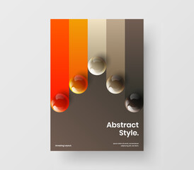 Canvas Print - multicolored 3d spheres leaflet illustration. clean magazine cover a4 design vector layout.