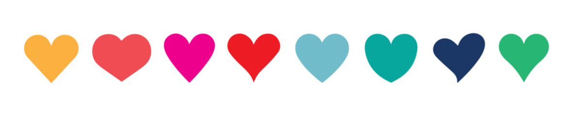 Leinwandbilder - Hearts multicolor flat icons. Vector illustration.
