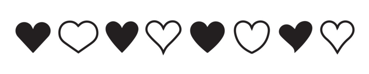 Leinwandbilder - Various simple red vector heart love icon. 10 EPS.