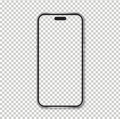 Wall Mural - Vector smartphone mockup. Screen transparent and object isolated on png background.