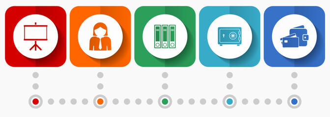 Poster - Seminar vector icons, education flat design web buttons collection, business concept infographic template